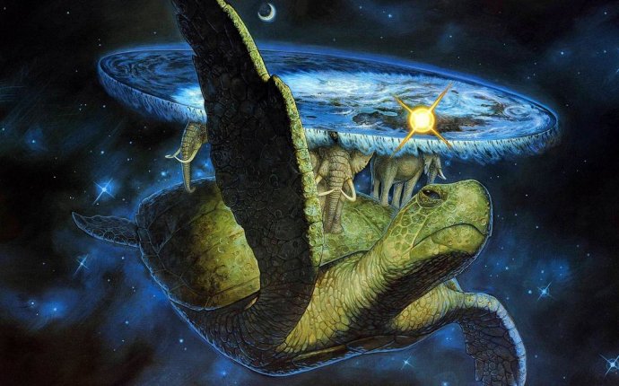 Обои Плоский мир на трех слонах и черепахе, художник Paul Kidby